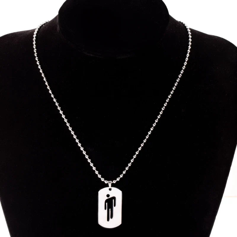 1pcs New Hollow-out Pendant Simple Stainless Steel Figurine Necklace Hip-hop Trend Military Pendant Sweater Chain