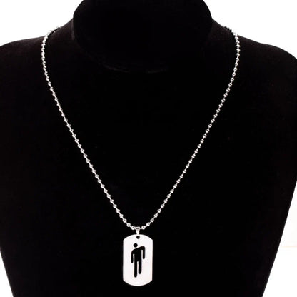 1pcs New Hollow-out Pendant Simple Stainless Steel Figurine Necklace Hip-hop Trend Military Pendant Sweater Chain