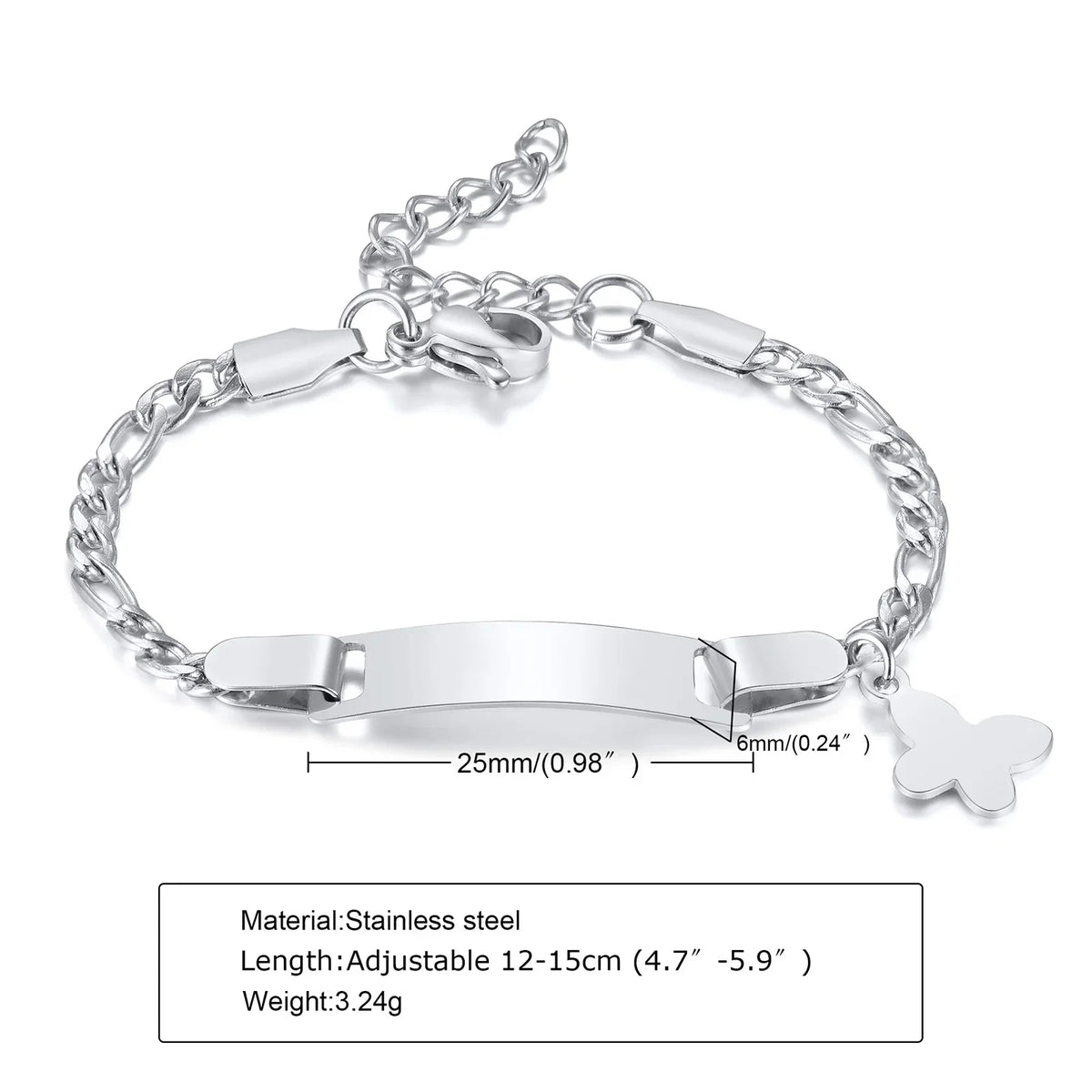 Custom Personalized Name ID Bracelet Gilrs Boy Gifts, Stainless Steel Curb Chain Link Crown Bracelet Not Allergic
