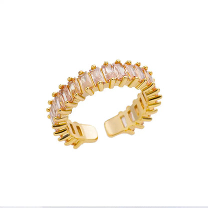 Mini Zircon Green Rings For Women Stainless Steel Gold Color Adjustable Finger Ring Engagement Wedding Christmas Jewelry Gift