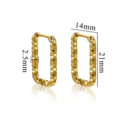 6pcs Stainless Steel Rectangular Textured Earrings | 18K Gold Plated DIY Jewelry Findings