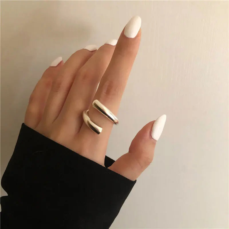 VENTFILLE 925 Sterling Silver Geometric Multilayer Round Bead Ring | Fashion Punk Temperament Jewelry
