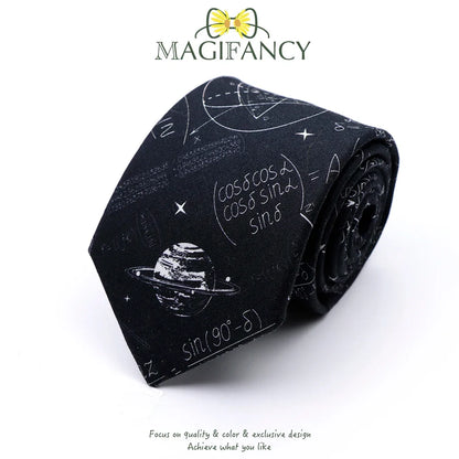 100%Cotton 8cm Tie Math Sciences Astronomy Physical Chemistry Men College Academy Institute School Cosplay Gift Cravat Accessory