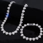 Yupsk 45CM/20CM Shiny Heart Rhinestone Hip Hop Rock Tennis Chain Bracelet Necklace for Women Men Trendy Jewelry Set Gift