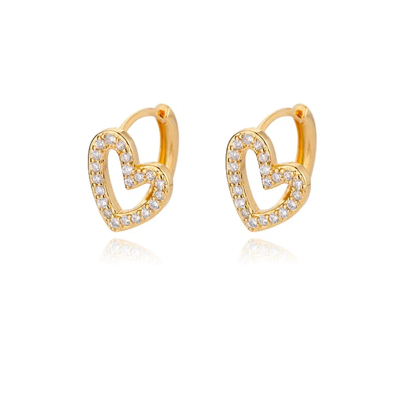 Zircon Heart Pendientes Earring For Women Stainless Steel Gold Color Piercing Earring 2025 Trend Jewelry aretes Accesorios mujer