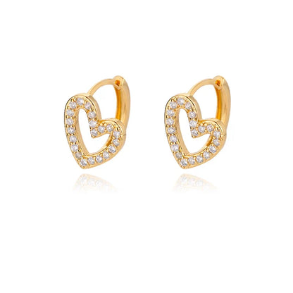 Zircon Heart Pendientes Earring For Women Stainless Steel Gold Color Piercing Earring 2025 Trend Jewelry aretes Accesorios mujer