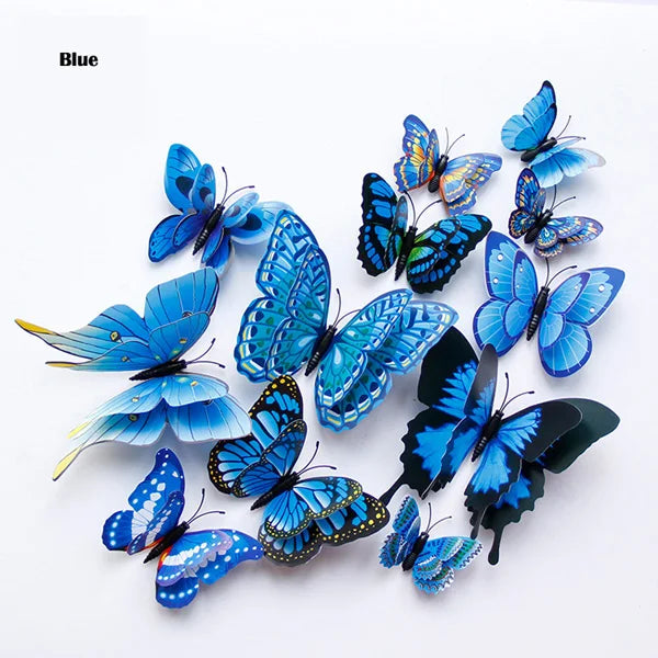 3D Butterfly Wall Stickers | 12/24pcs Magnetic Decor for Refrigerator and Walls