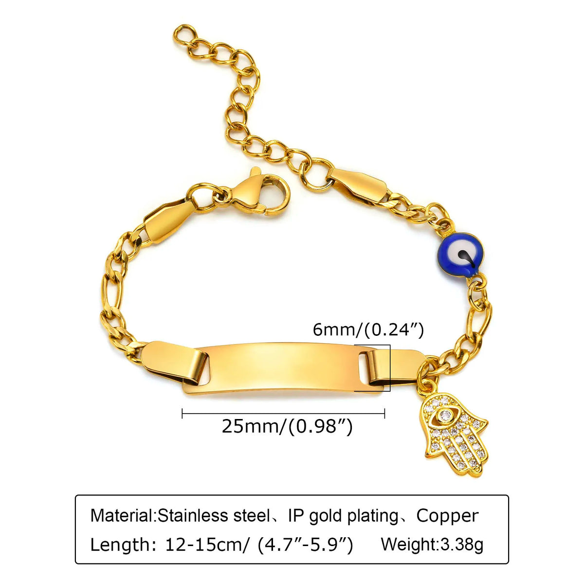 Custom Personalized Name ID Bracelet Gilrs Boy Gifts, Stainless Steel Curb Chain Link Crown Bracelet Not Allergic