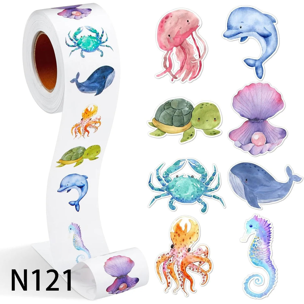 100-500 Animal Stickers Roll | Small Decorative Labels for Photocards and Gifts