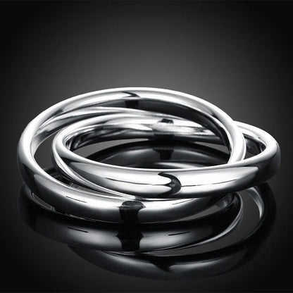 Aravant 925 Silver Double Circle Bangles For Women Men Fashion Jewelry