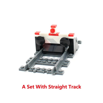 City Train Parts Buffer Stop Set | Railway Track End Model Compatible with 53401 Straight Track MOC RC Train Building Blocks