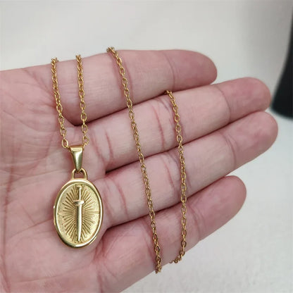 Fashion Punk 18K Gold PVD Plated Jewelry Sword Pendant Necklace Charms Necklace For Men Women Trendy Link Chain Jewelry