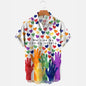 New men's street fashion summer daily shirt Hawaiian colorful rainbow print casual loose shirt short sleeved beach loose top