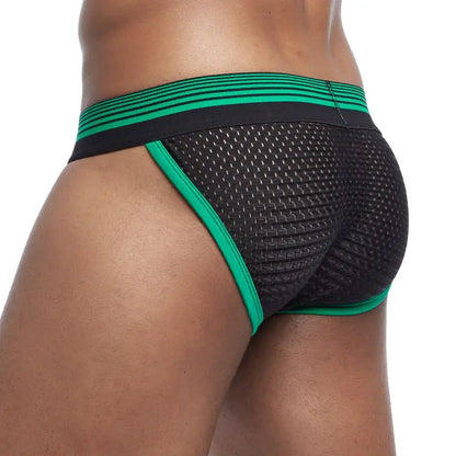 4pcs/lot Hollow Breathable Mens Slip Bikini Jockstrap Briefs Mens Panties Sexy Gay Men Underwear Sissy Sexy Men Brief Underpants