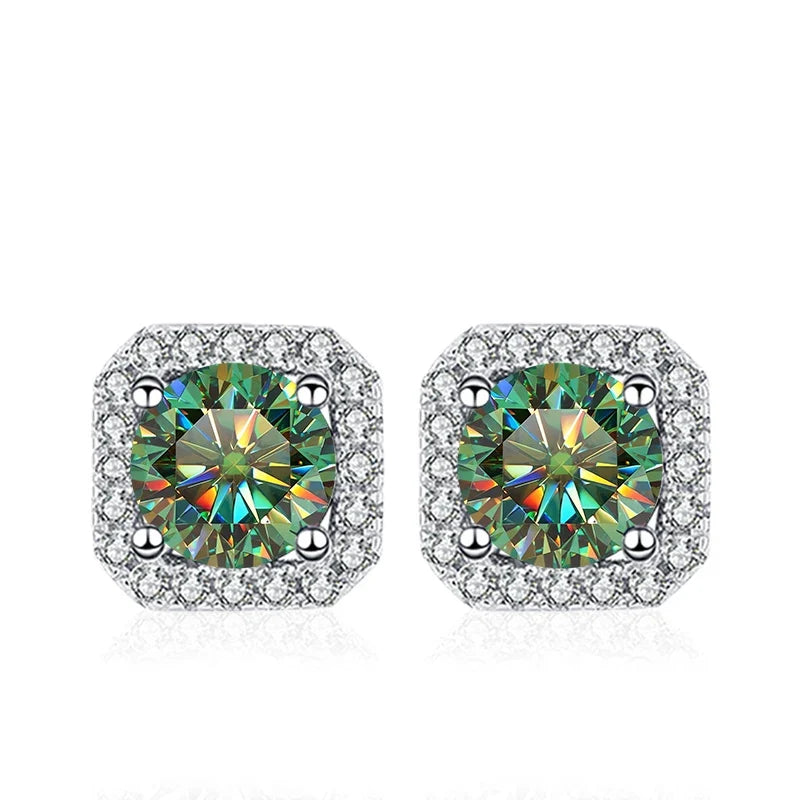 NeeTim 0.5ct 1ct Pink Moissanite Studs Earrings for Women 925 Sterling Silver Black Blue Grey Sparkling Lab Diamond Stud Earring