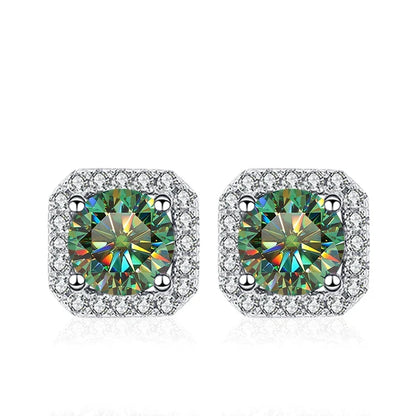 NeeTim 0.5ct 1ct Pink Moissanite Studs Earrings for Women 925 Sterling Silver Black Blue Grey Sparkling Lab Diamond Stud Earring