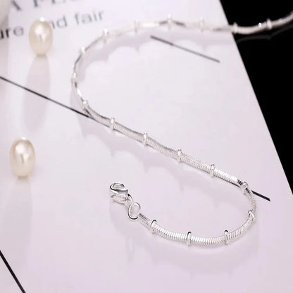 45-50cm 925 Sterling Silver Necklace Snake chain Beautiful Simple bead For Women wedding Fashion Jewelry Christmas Gifts