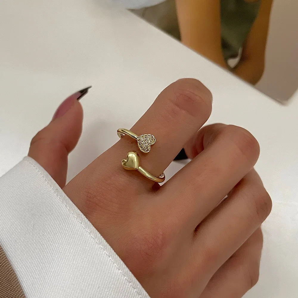 Yupsk Korean Fashion Micropaved Crystal Zirconia Bow Ring for Women Girls Exquisite Ins Trendy Minimalist Finger Rings Jewelry