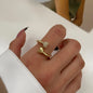 Yupsk Korean Fashion Micropaved Crystal Zirconia Bow Ring for Women Girls Exquisite Ins Trendy Minimalist Finger Rings Jewelry