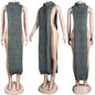 Knitted Side Split Sweater Dress Sleeveless Spring Clothes for Women Y2k Outfits Long Maxi Dresses