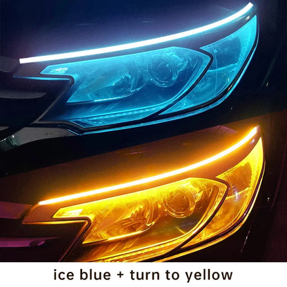 2pcs Car LED DRL Light Strip Dynamic Scan Flexible Waterproof 12V Universal | Daytime Running Lights