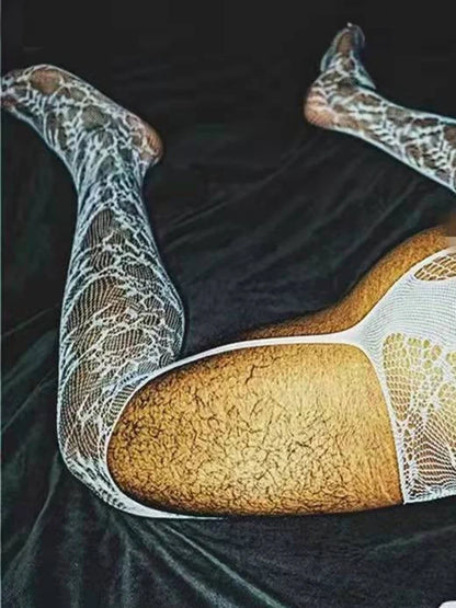 New Sexy Halter Men Fishnet Bodystockings Women Erotic Lingerie Open Crotch White Crotchless Teddies Bodysuit Underwear Costumes