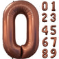 40 Inch Foil Number Balloon Set | Brown Birthday Party Decoration