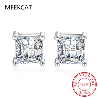 1ct D Color Moissanite Square Stud Earrings | Luxury 925 Sterling Silver Jewelry Gift