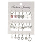 9 Pairs/ Set Exquisite Butterfly Heart Dragonfly Design Dangle Earrings Simple Vacation Style Delicate Holiday Earrings