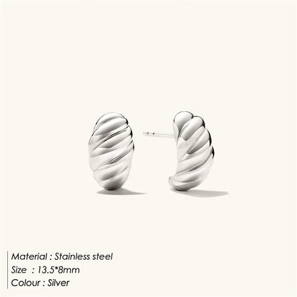 SUNIBI Stainless Steel Stud Earring for Women Gold Color Silver Color Simple Earrings Wives Smooth Thick Hoop Fashion Jewelry