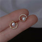 14k Gold Zircon Pearl Twist Stud Earrings | Luxury Women's Jewelry