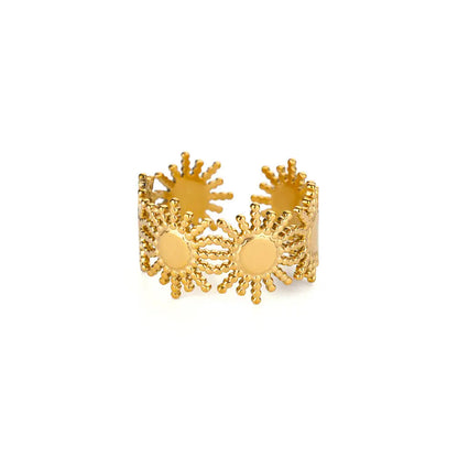 Stainless Steel Exaggerated Big Flower Rings For Women Gold Color Sunflower Finger Ring Female Fashion Aesthetic Jewelry Gift