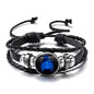 Luminous 12 Zodiac Constellation Sign Braided Couples Leather Bracelet For men Black Rope Charm Party Grow in the dark Jewelry