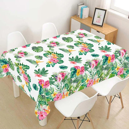Tropical Hawaiian Party Tablecloth and Candy Bags Set | Flamingo Summer Decor