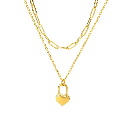 Geometric Heart Necklaces For Women Stainless Steel Gold Color Snake Chain Heart Necklace Aesthetic New Wedding Jewelry Gift