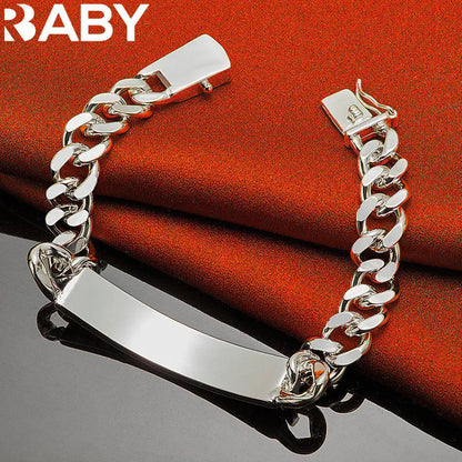URBABY 925 Sterling Silver Square Chain Bracelets For Women Wedding Party Anniversary Gift Fashion Fine Jewelry