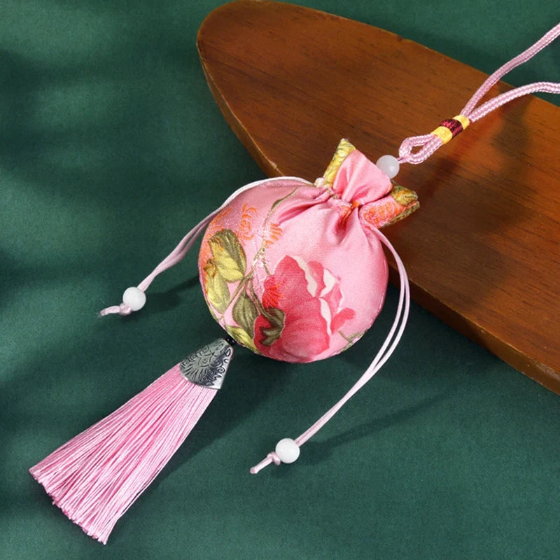 Chinese Style Embroidery Tassel Gift Pouch | Lotus Scented Sachet Bag
