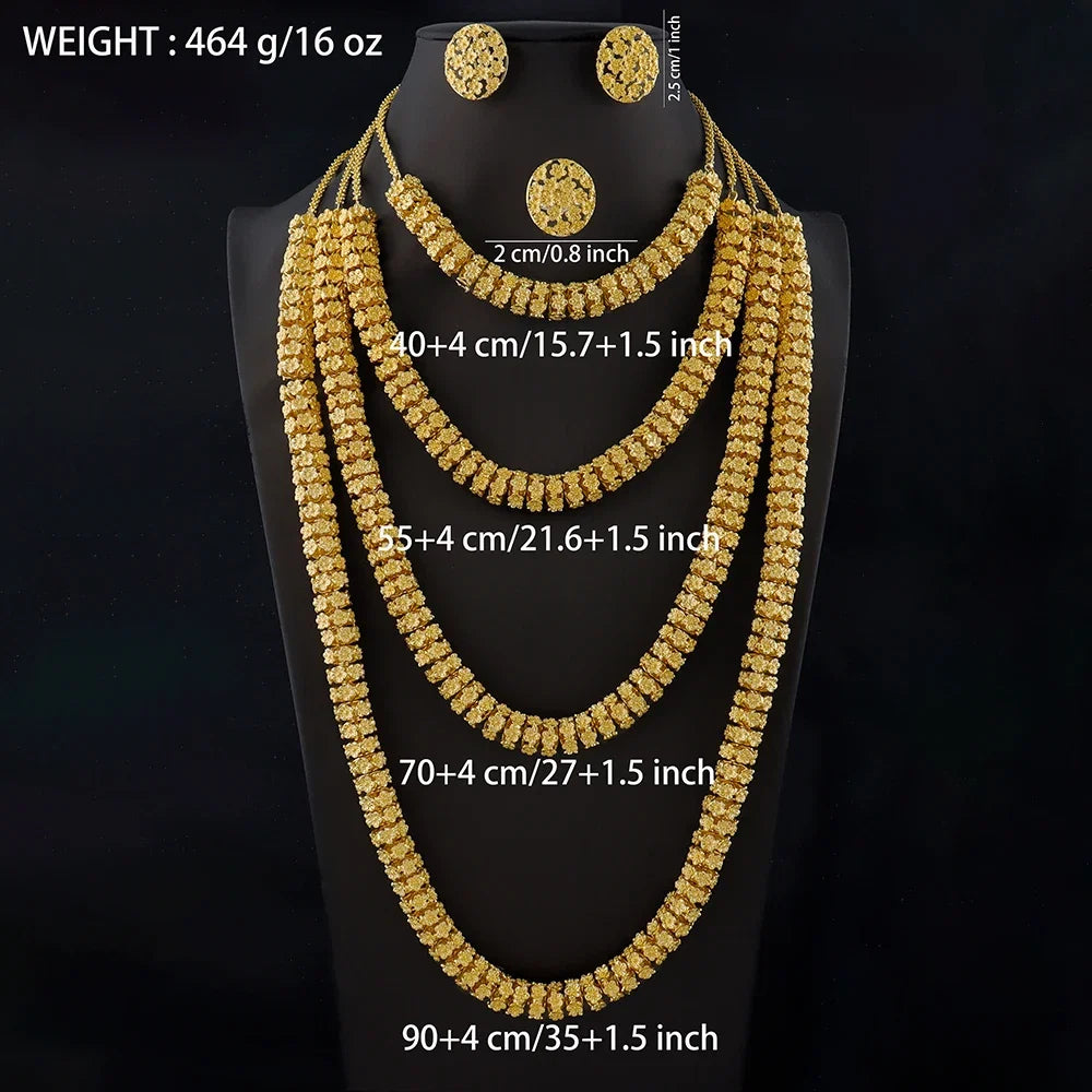gold plated earrings ring necklaces for women luxury gold cuban necklace set High Quality designer men woman Jewelry sets gift