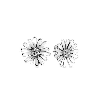 Christmas 925 Silver Daisy Flower Stud Earrings, Fit Women's Festival Exquisite Charm Jewelry Gifts