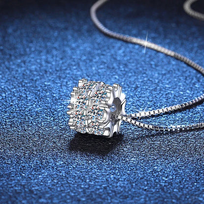 NeeTim Full Moissanite Diamond Necklace For Woman Pendant 925 Sterling Silver Necklace For Women Chain Party Bridal Fine Jewelry