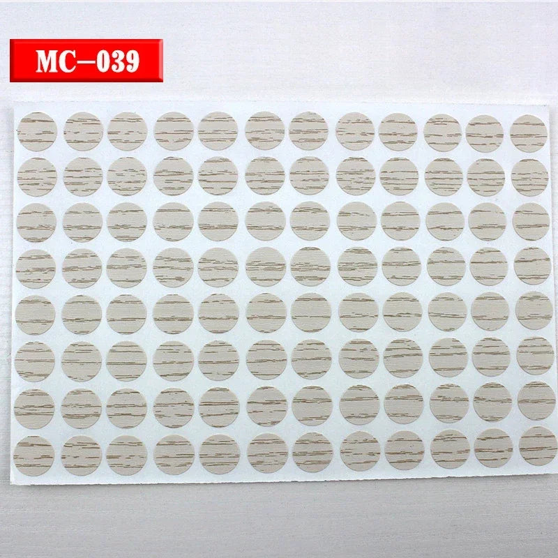 96Pcs 15mm Wood Furniture Screw Cap Covers | Self-Adhesive Hole Stickers for Desk Cabinets