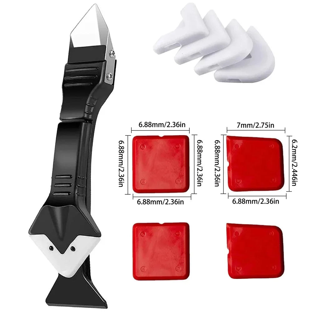 5in1 Silicone Scraper Squeegee Glue Remover Tool Kit | Multifunctional Caulking & Grout Tool Set