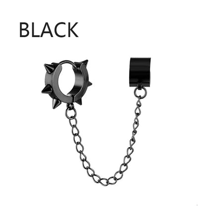 Punk Cross Pendant Clip Earring | Unisex Metal Chain Tassel Ear Cuff