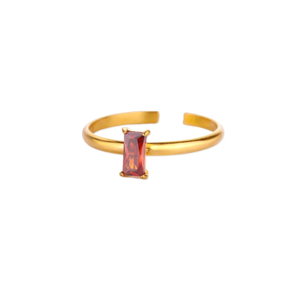 Stainless Steel Birthstone Rings For Women Gold Color Zircon Birthstone Opening Ring Minimalist Christmas Birthday Jewelry Gift