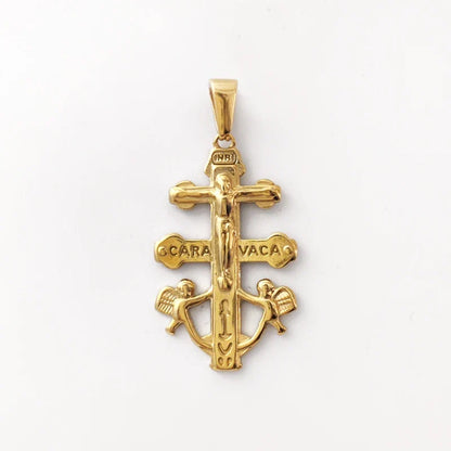 Caravaca De La Cruz Crucifix Pendant Christian Angels and Christ in Relief Stainless Steel Caravaca Cross Charms DIY Accessories