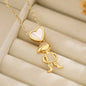 NEWBUY Delicae Gold Color Heart Boy & Girl Pendant Necklaces For Women Shiny CZ Inlay Jewelry Mother's Day Gift