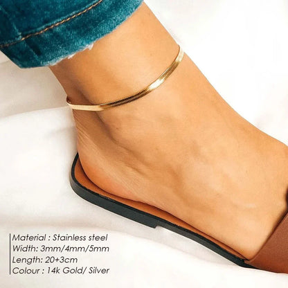 Snake Chain Anklet for Women/Men Girls Beach Chain Ankle Gifts Stainless Steel Not Allergic Dropshipping/Wholesale