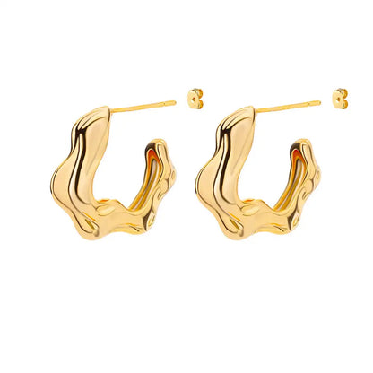 Trendy C-Shape Earrings For Women Stainless Steel Geometric Piercing Stud Earring 2024 New Fashion Party Jewelry Accessories