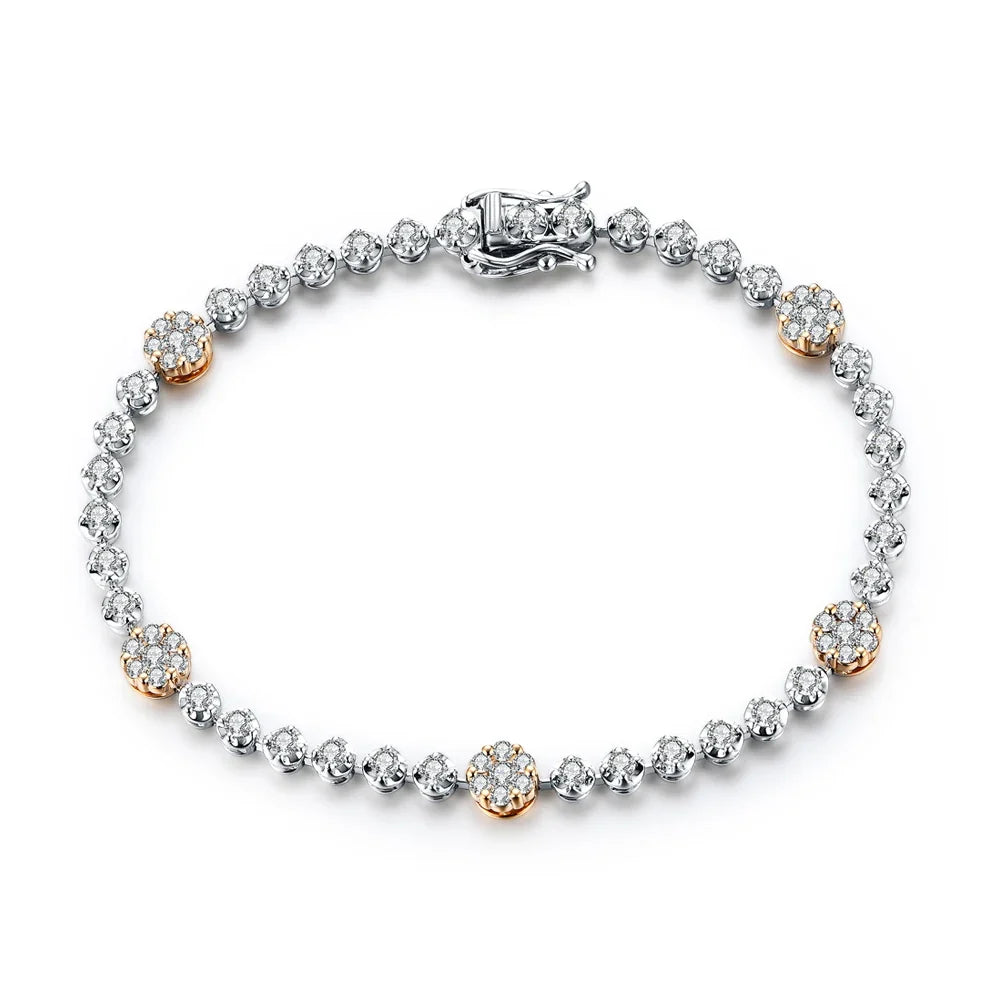 MINTYBOX S925 Sterling Silver All Moissanite Tennis Bracelets for Women D VVS1 Diamond 18k Gold Plated Wedding Fine Jewelry Gift