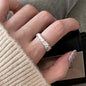 925 Sterling Silver Frosting Geometry Ring | Textured Wide Band for Women